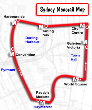 Sydney Monorail Map
